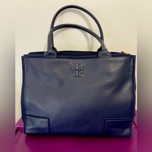 Tory Burch Ella Leather and Canvas Tote